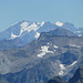 Gipfelpanorama I vom Piz di Strega: Piz Bernina mit Biancograt, Piz Scersen, Piz Roseg und Piz Zupò