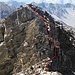 View back to the climbing section which needs to be overcome before reaching the summit. My approximate route is shown.