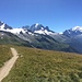 Wow! Die Aiguille du Chardonnet (3824 m.), das Massiv der Aiguille Verte (4122m.) und ganz rechts der Mont Blanc (4808m.)