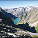 Blick zur <b>Gelmerhütte</b> und Gelmersee. Im Hintergrund lacht das <b>Golegghorn</b>, das ich auch schon bestiegen habe, siehe separater Tourenbericht.