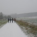 Im Schneegestöber an den Teichen entlang (links vom Foto...)