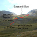 percorso indicativo per raggiungere la Bassa di Sou dalla q. 2190 m circa