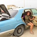 26.06.2016: il taxi che ci dovrà trasportare ad Essaouira.... Noi 4, la guida, l'autista. Poi le quattro saccone e i 5 zaini!..... Com'era la barzelletta delle tot persone all'interno di una 500?????