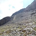 Falla Lenn - view up where I traversed the steep scree to ascend to Piz d'Artgas.
