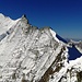 ...stupenda la cresta del Weisshorn (4506 m) con, in mezzo, il Grand Gendarme (4331 m)...