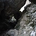 Scrambling through the rocks in the Monte dei Pizzoni couloir.