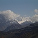 Pigne d'Arolla et Mont Blanc de Cheilon. La Ruinette est dans les nuages