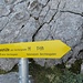 Kurz unter dem Kreuzgipfel ist dieser Wegweiser zu finden: über die Steinbergplatte geht es unschwierig hinunter .....