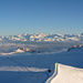 Der ganze Walliser Alpenkranz und die letzten Sonnenstrahlen über dem Glacier du Tsanfleuron