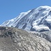 Monte Rosa Hütte und Liskamm vom Gletscher aus gesehen.