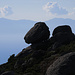 La testa della pecora pietrificata davanti alle montagne della Corsica / Der versteinerte Schafskopf vor den korsischen Bergen