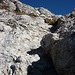 Leichte Kletterstellen im Aufstieg