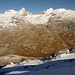 Abstieg Richtung Pass Crap: rechts das Tal von Gaglianera, darüber von rechts Piz Greina, Piz Vial, Piz Gaglianera und Piz Valdraus
