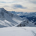 Skitgebiet Lenzerheide, dahinter der Alpenhauptkamm