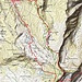 Topografische Karte vom ersten und letzten Teil meiner langen Tagestour. Zu sehen auf der Karte sind rot markiert der Aufstieg auf den Pico del Veleta sowie der Abstieg ins Dorf vom Cullado de la Carihuela.