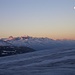 Sonnenaufgang beim Aufstieg über den schon ausgeaperten Rhonegletscher. Im Hintergrund das Blinnenhorn und die Walliser 4000er