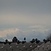 Blick über die Häuserdächer auf die etwas verhüllten Alpen