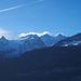 Die Berner Alpen trugen Wolkenkappen