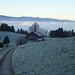 Rauhreif auf Wiesen und Gebäuden, das Nebelmeer über der Linthebene - ein herrlicher Anblick