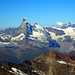 Blick auf Matterhorn und Mont Blanc