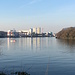 Blick auf den Rheinhafen Muttenz (Auhafen)