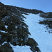Endlich im Schnee: Ankunft auf Jakobs Plätz, oben links das östliche N-Couloir