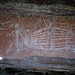 Arte rupestre aborigena: la figura in mezzo agli uomini è un coccodrillo. 