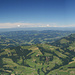 Sicht über die Emmentaler Hügellandschaft --> in [http://www.hikr.org/files/22747.jpg Originalgrösse]. Am Morgen sah man sogar die Dampfsäulen von Gösgen und Leibstadt