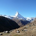 Alpsiedlung Findeln mit Blick aufs Matterhorn.