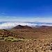 Im Aufstieg zum Pico Viejo. Blick zurück auf die Vulkanebenen.
