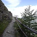 Ein Stück des Weges führt an einer Steilwand vorbei.