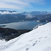 Blick vom Jochberg über den Walchensee auf Karwendel und Wetterstein bis zur Zugspitze