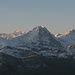 Eiger, Mönch, Jungfrau in den ersten Sonnenstrahlen.