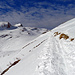 hier habe ich einmal ans umkehren gedacht, aber nur eine Sekunde und ich bin tapfer weiter gelaufen mit meinen immer wieder im Schnee einsinkenden Wanderschuhen, ich wollte unbedingt heute noch auf den Margelchopf. 