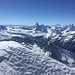 Breithorn, Matterhorn und Mont Blanc in der Ferne