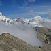 Links Weisshorn (4506m), rechts Zinalrothorn (4221m)