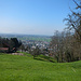 Blick von Obertellenmoos über das Rheintal. Der Dunst sorgte den ganzen Tag für getrübte Sicht.