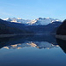 Im spiegelnden See ist die Wetterhorngruppe noch eindrücklicher