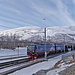 Gleich hinterher folgt ein leerer Erzzug, unterwegs von Narvik nach Kiruna