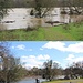 Impressive how much water came down the American River this winter!<br /><br />The top picture was taken around it's peak flow at the beginning of February 2017 when ca. 85000 cf (2400 m3) of water rushed downstream per second (this amounts to the content of the Lake Zurich in less than a week!). The river was about 150m wide as compared to the average ca. 30-40 m.<br /><br />The bottom picture was taken at relatively low water flow later in spring (still more than average). In the summer, the sign where the person stands next to, overlooks the river with a drop of about 15 feet (5m) down to the water level.