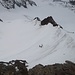 Das Skidepot am Ende der Gletscherrampe
