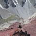 Chamanna Lischana 600 meters below seen from the charecteristic red top of Piz Lischana