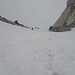 alla fine del Ghiacciaio di Verra, prima di scendere per le roccette al Rifugio Guide della Valle d'Ayas