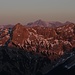Alpenglühen, zweifarbig: Geierköpfe und Zugspitze / rosseggiare delle vette in due colori
