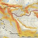 Der ungefähre Routenverlauf (Auf- und Abstiegsvariante) mit Hangneigung (gelb: über 30, orange: über 35, rot: über 40 Grad). Quelle: www.alpenvereinaktiv.com
