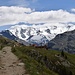 Alp Languard mit Sesselbahn. Im Hintergrund wieder das Berninamassiv. Nun zeigt sich auch der Piz Bernina selber noch kurz.
