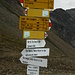 Signpost at the Lunghin pass. Interestingly, the Lunghin pass is actually a three-way watershed!
