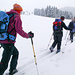 Skiwanderung im Nebel und leichtem Schneetreiben