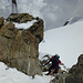 Kurze Felsstufe am Gipfel der Zumsteinspitze.
