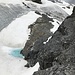 Diese Foto wurde von oberhalb der ersten Abseilstelle der 1. Stufe aufgenommen. Gut ersichtlich ist auch die zweite Abseilstelle der 1. Stufe und der Gletschersee auf dem Spannortjoch.